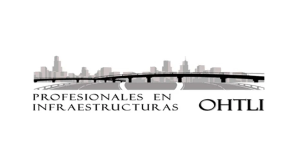 Logotipo anterior de OHTLI: ilustración de edificios, un puente y una carretera en escala de grises